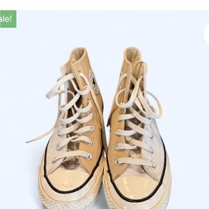 Converse High-Top Sneakers in Beige and Cream